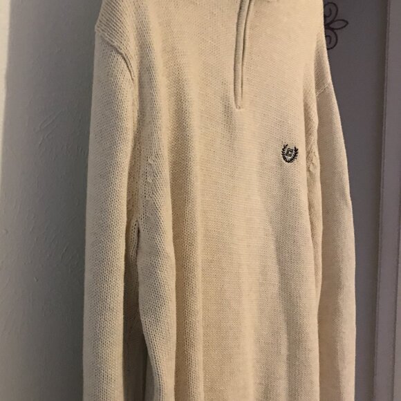 Ralph Lauren Chaps L/G men's half zip sweater, tan/cream colored. 100% cotton. - Picture 5 of 16